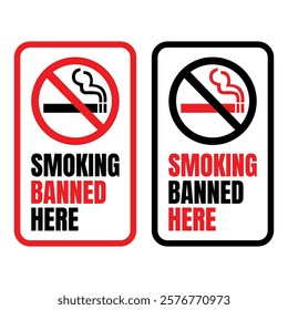 Smoking banned here sign icon, No smoking icon illustration, Smoking not allowed icon