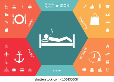 Smoking in bed icon