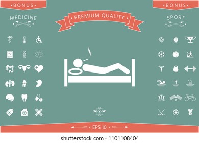 Smoking in bed icon