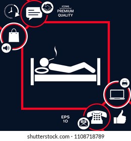Smoking in bed icon