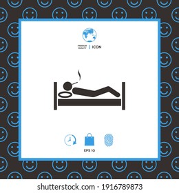 Smoking in bed icon, elements for your design