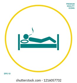 Smoking in bed icon. Graphic elements for your design