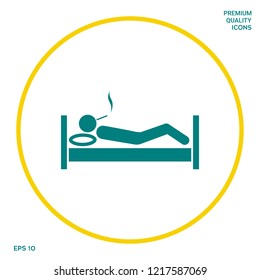 Smoking in bed icon. Graphic elements for your design