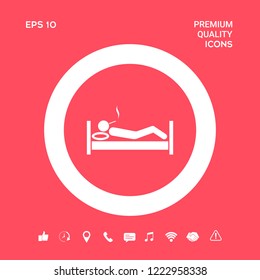 Smoking in bed icon. Graphic elements for your design