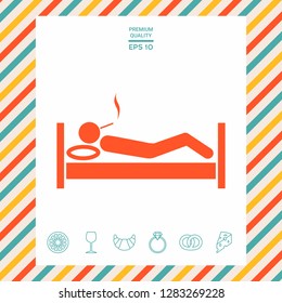 Smoking in bed icon. Graphic elements for your design