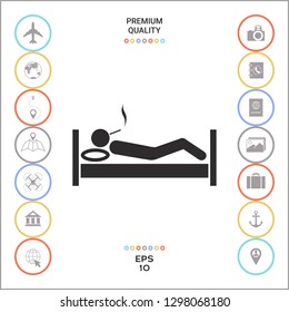 Smoking in bed icon. Graphic elements for your design