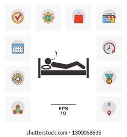 Smoking in bed icon. Graphic elements for your design