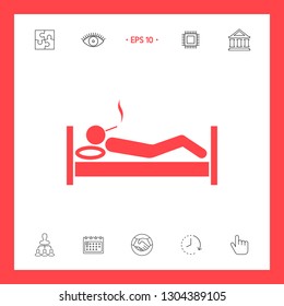 Smoking in bed icon. Graphic elements for your design