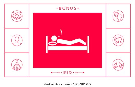 Smoking in bed icon. Graphic elements for your design