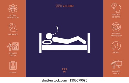 Smoking in bed icon. Graphic elements for your design