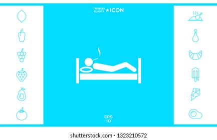 Smoking in bed icon. Graphic elements for your design