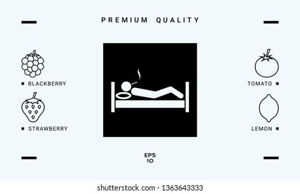 Smoking in bed icon. Graphic elements for your design