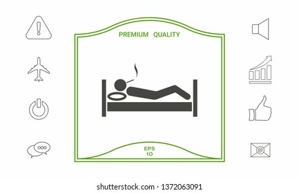 Smoking in bed icon. Graphic elements for your design