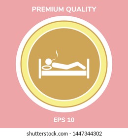 Smoking in bed icon. Graphic elements for your design