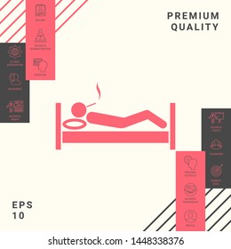 Smoking in bed icon. Graphic elements for your design