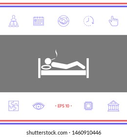 Smoking in bed icon. Graphic elements for your design
