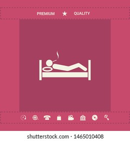 Smoking in bed icon. Graphic elements for your design