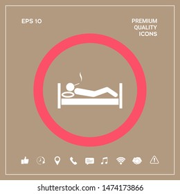 Smoking in bed icon. Graphic elements for your design