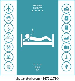 Smoking in bed icon. Graphic elements for your design