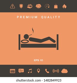 Smoking in bed icon. Graphic elements for your design
