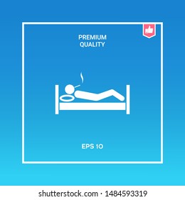 Smoking in bed icon. Graphic elements for your design