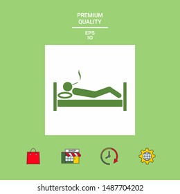 Smoking in bed icon. Graphic elements for your design
