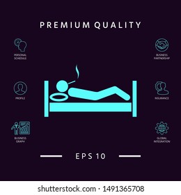 Smoking in bed icon. Graphic elements for your design