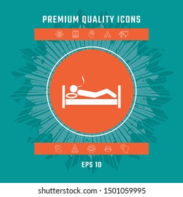 Smoking in bed icon. Graphic elements for your design