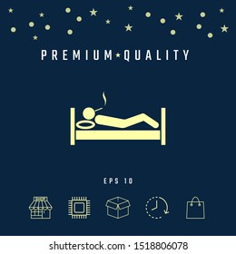 Smoking in bed icon. Graphic elements for your design