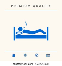 Smoking in bed icon. Graphic elements for your design