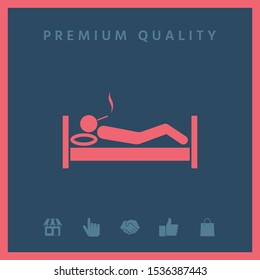 Smoking in bed icon. Graphic elements for your design