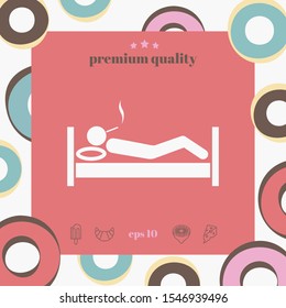Smoking in bed icon. Graphic elements for your design