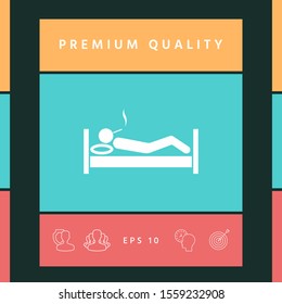 Smoking in bed icon. Graphic elements for your design