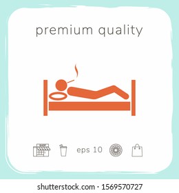 Smoking in bed icon. Graphic elements for your design