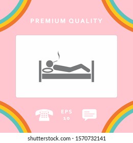 Smoking in bed icon. Graphic elements for your design