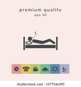 Smoking in bed icon. Graphic elements for your design