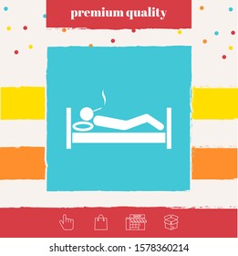 Smoking in bed icon. Graphic elements for your design