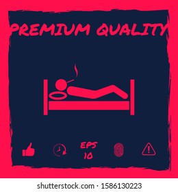 Smoking in bed icon. Graphic elements for your design