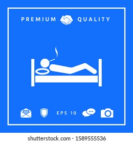 Smoking in bed icon. Graphic elements for your design