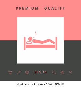 Smoking in bed icon. Graphic elements for your design