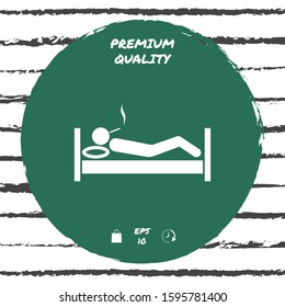 Smoking in bed icon. Graphic elements for your design