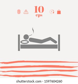Smoking in bed icon. Graphic elements for your design