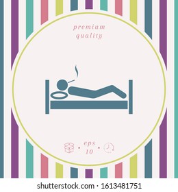 Smoking in bed icon. Graphic elements for your design
