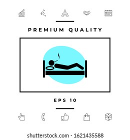 Smoking in bed icon. Graphic elements for your design