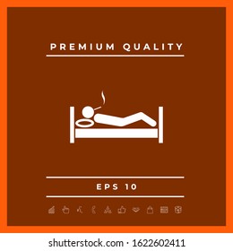 Smoking in bed icon. Graphic elements for your design