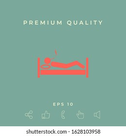 Smoking in bed icon. Graphic elements for your design