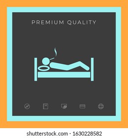 Smoking in bed icon. Graphic elements for your design