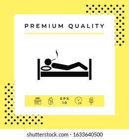 Smoking in bed icon. Graphic elements for your design
