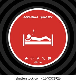 Smoking in bed icon. Graphic elements for your design