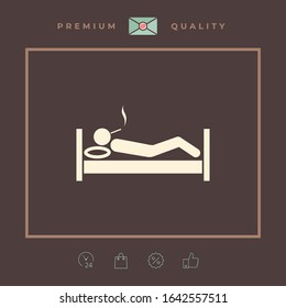 Smoking in bed icon. Graphic elements for your design
